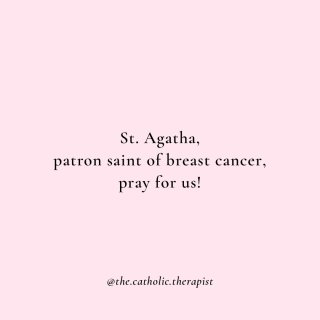As a breast cancer survivor, St. Agatha holds a special place in my heart. I still remember crying one morning when I found my seven year old daughter wearing a St. Agatha medal and praying for her intercession before school. And now, a few years later, I am cancer free and feel closer to Jesus than ever before. Prayer is powerful!

Please take a moment today to pray for all those who are sick and suffering from breast cancer. St. Agatha pray for us! 🩷🙏🩷

#stagatha #feastday #prayer #breastcancer